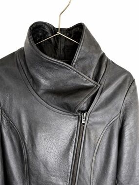 🎯LAST DROP 💎 DANIER Real Italian Leather Black Jacket Detachable Fur Collar XXS